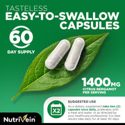 Nutrivein Organic Citrus Bergamot 25:1 Bergamia Extract 1400 mg - 120 Capsules