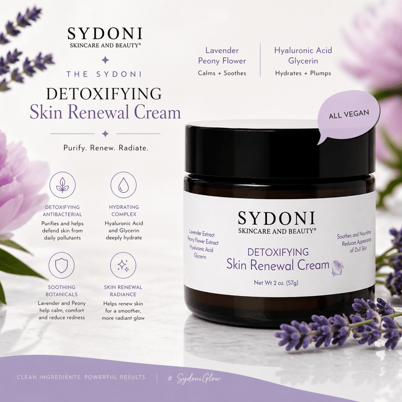 Sydoni Skincare and Beauty SYDONI DETOXIFYING SKIN RENEWAL CREAM with Lavender & Peony | Restore & Rebalance Net. Wt. 2oz. (57g) Moisturizer