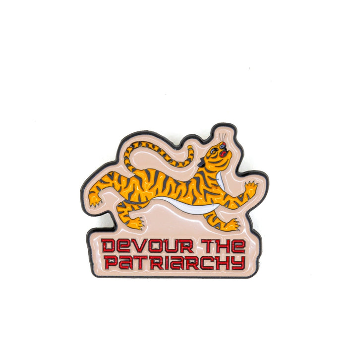 The Bullish Store - Devour The Patriarchy Feminist Tiger Enamel Pin, Lapel Pin