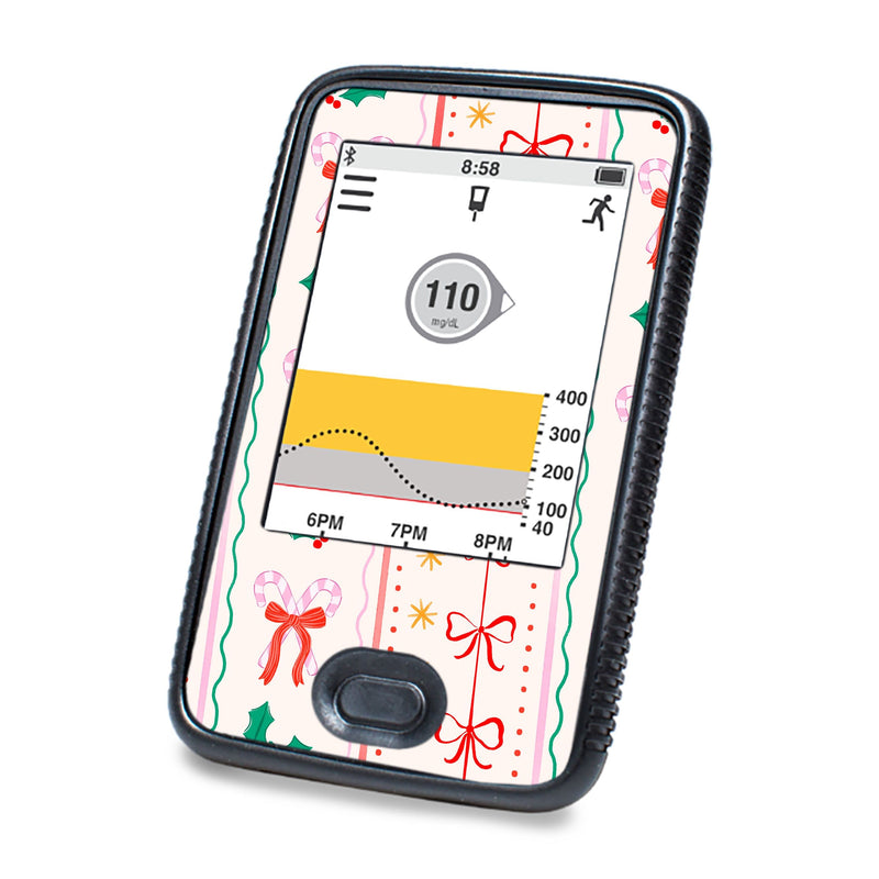 Peelz Holly Jolly Ribbon Dexcom G6 Touchscreen Receiver Sticker - Pump Peelz Peelz/Stickers