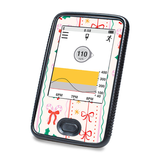 Peelz Holly Jolly Ribbon Dexcom G6 Touchscreen Receiver Sticker - Pump Peelz Peelz/Stickers