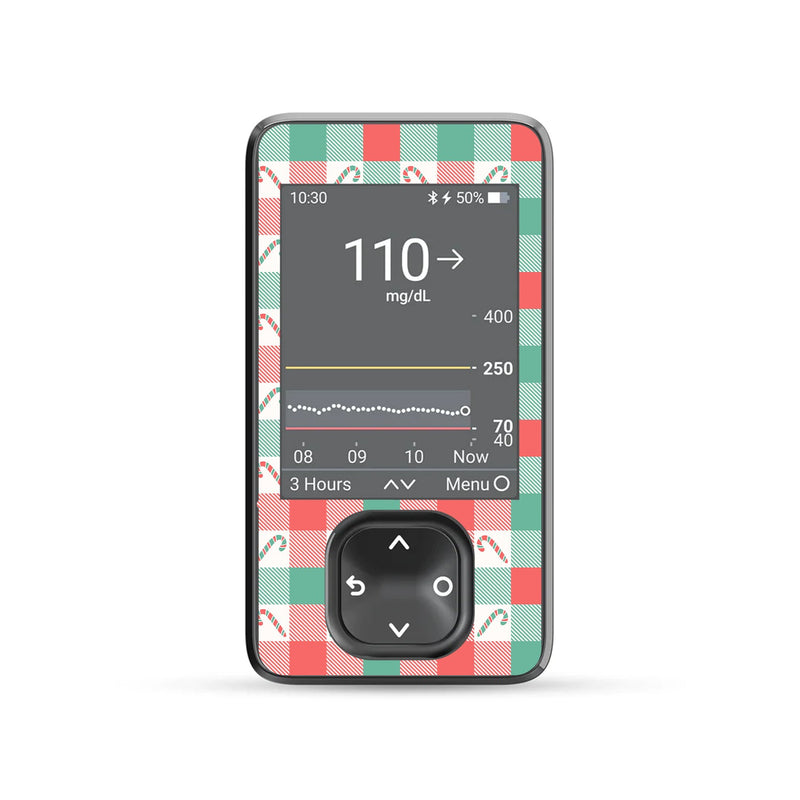 Peelz Peppermint Plaid Dexcom G7 and G6 Touchscreen Receiver Sticker - Pump Peelz Peelz/Stickers