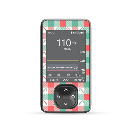 Peelz Peppermint Plaid Dexcom G7 and G6 Touchscreen Receiver Sticker - Pump Peelz Peelz/Stickers