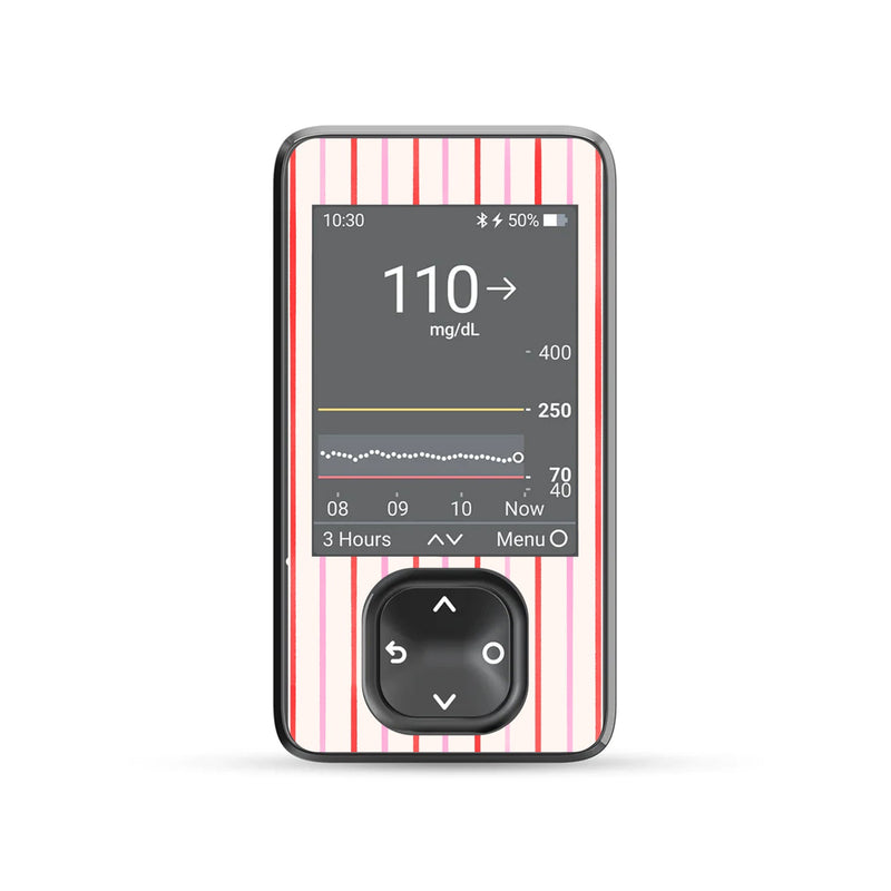 Peelz Peppermint Stripes Dexcom G7 and G6 Touchscreen Receiver Sticker - Pump Peelz Peelz/Stickers