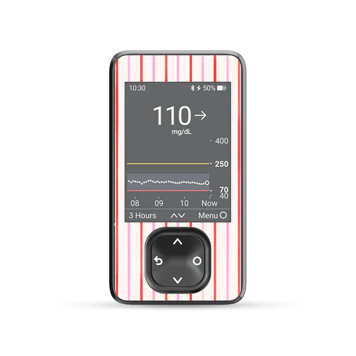 Peelz Peppermint Stripes Dexcom G7 and G6 Touchscreen Receiver Sticker - Pump Peelz Peelz/Stickers