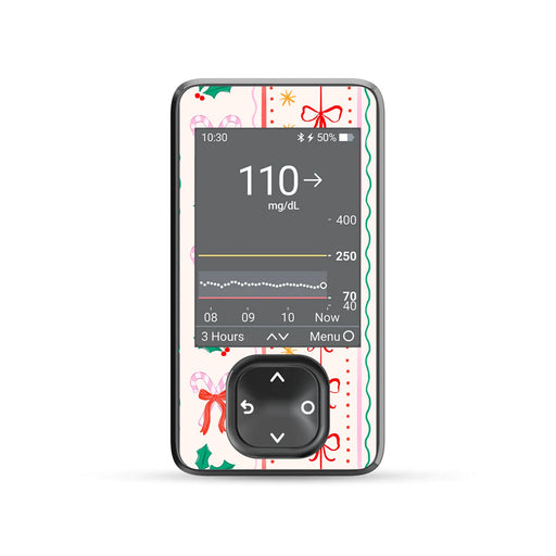 Peelz Holly Jolly Ribbon Dexcom G7 and G6 Touchscreen Receiver Sticker - Pump Peelz Peelz/Stickers
