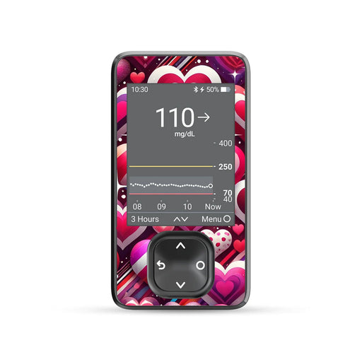 Peelz Sparkly Hearts DEXCOM G7 and G6 Touchscreen Receiver Sticker Peelz/Stickers
