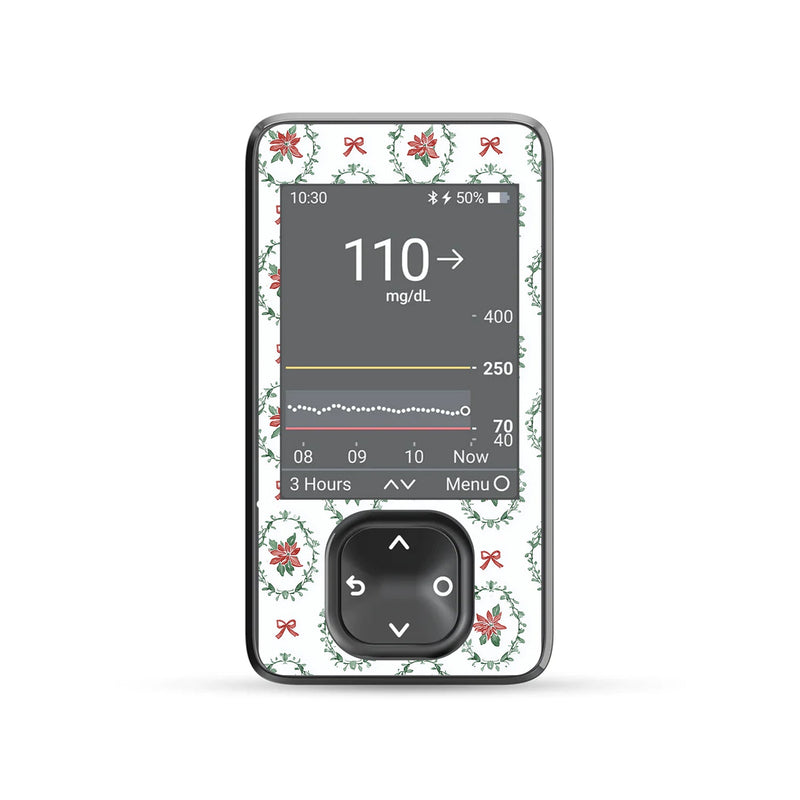 Peelz Poinsettia Parade Dexcom G7 and G6 Touchscreen Receiver Sticker - Pump Peelz Peelz/Stickers