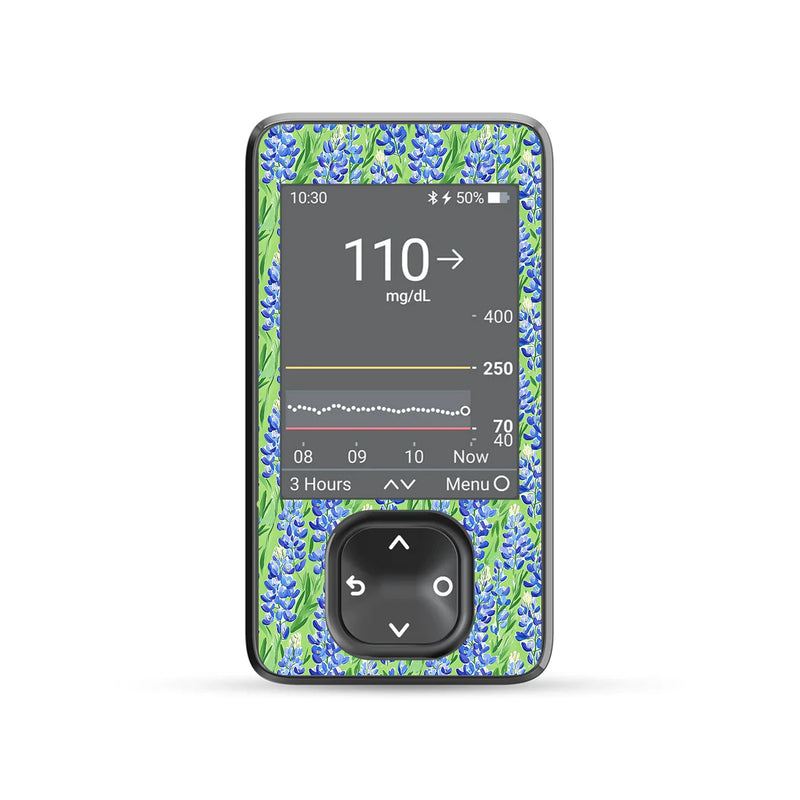 Peelz Blue Blooms DEXCOM G7 Touchscreen Receiver Peelz/Stickers