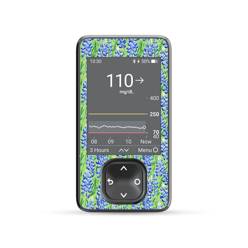 Peelz Blue Blooms DEXCOM G7 Touchscreen Receiver Peelz/Stickers