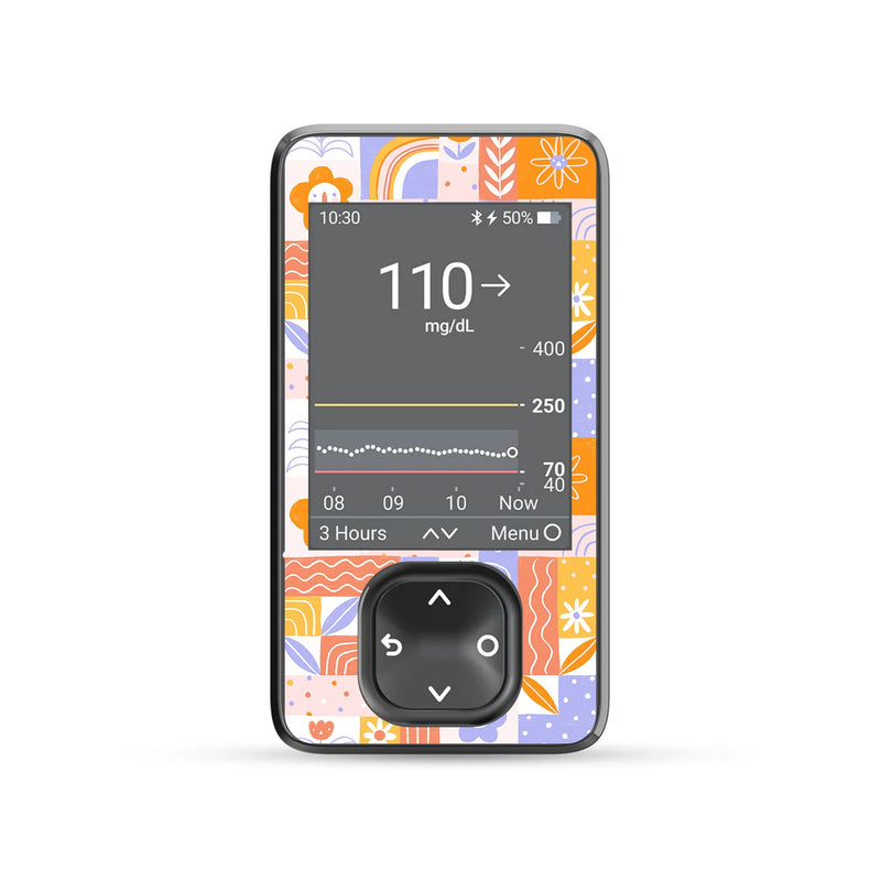 Peelz Wildflower Doodle Dexcom G7 Touchscreen Receiver Sticker - Pump Peelz Peelz/Stickers