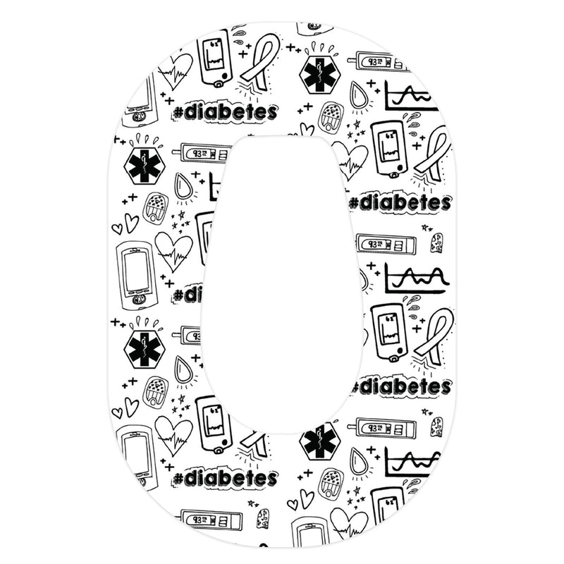 Peelz Diabetes Awarenes s Doodles Dexcom G6 Patch Tape - Pump Peelz Patch Medical Tape