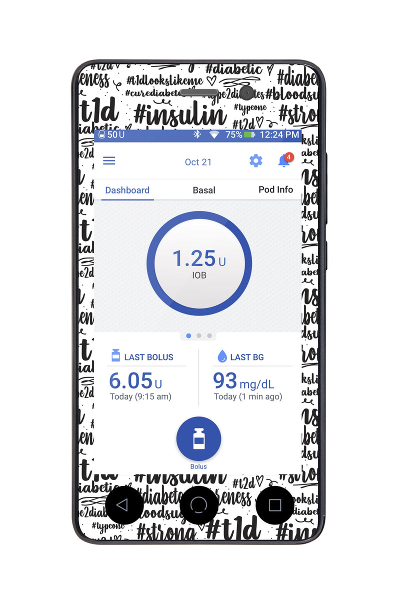 #Diabetes Sticker for Omnipod DASH® PDM – Pump Peelz