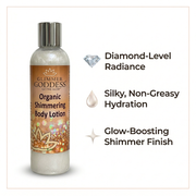 Glimmer Goddess® Organic Skin Care Organic Diamond Shimmer Body Lotion – Buildable Luminous Glow Shimmer