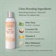 Glimmer Goddess® Organic Skin Care Organic Diamond Shimmer Body Lotion – Buildable Luminous Glow Shimmer