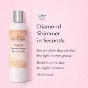 Glimmer Goddess® Organic Skin Care Organic Diamond Shimmer Body Lotion – Buildable Luminous Glow Shimmer