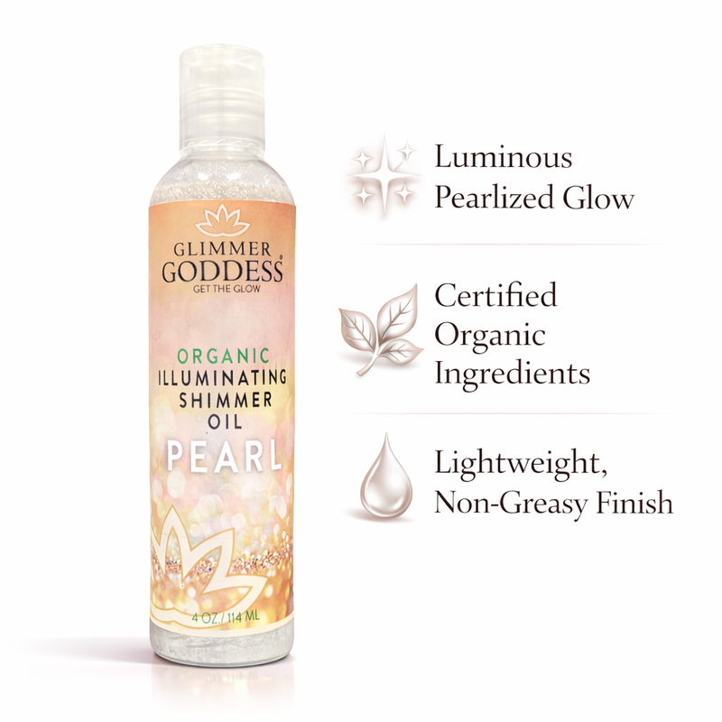 Glimmer Goddess® Organic Skin Care Organic Shimmer Body Oil for a Soft, Non-Greasy Body Glow Shimmer