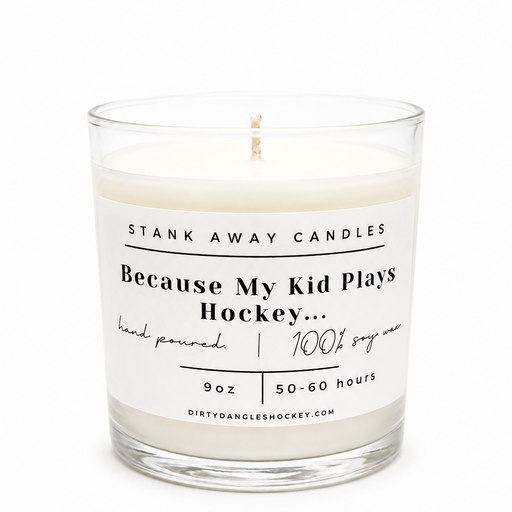 Dirty Dangles Hockey Because My Kid Plays Hockey Candle - Natural Soy Wax Soy Wax Candles White Smoke Brown Sugar &  Fig,Certified Beaut (Lavender Lemongrass),Cinnamon Vanilla,Coastal Breeze,Oatmeal Milk & Honey,Sweet Orange & Chili Pepper,Pumpkin Spice (Seasonal),Gingerbread (Seasonal)