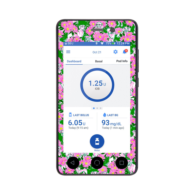 Peelz Dogs and Daisies Sticker for Omnipod DASH® PDM – Pump Peelz Peelz/Stickers