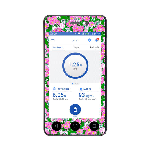 Peelz Dogs and Daisies Sticker for Omnipod DASH® PDM – Pump Peelz Peelz/Stickers