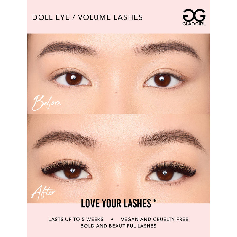 GladGirl Downloadable Doll Eye Volume Eyelash Extension Before & After Poster Marketing
