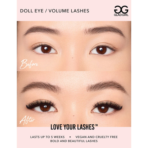 GladGirl Downloadable Doll Eye Volume Eyelash Extension Before & After Poster Marketing