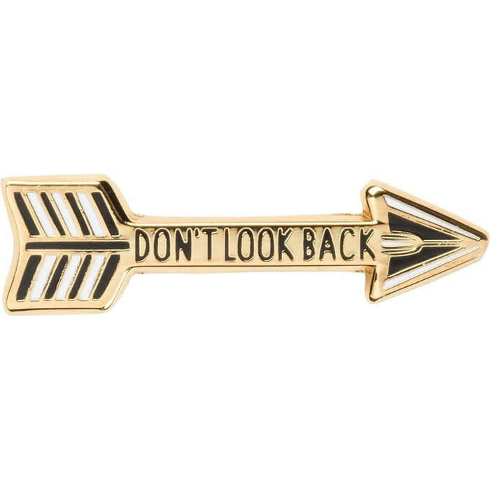 The Bullish Store - Don'T Look Back Arrow Enamel Pin In Gold On Gift Card