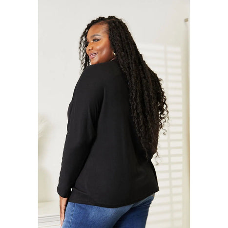 Double Take Seam Detail Round Neck Long Sleeve Top