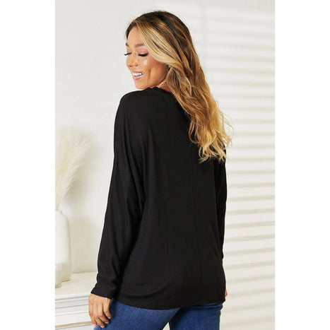 Double Take Seam Detail Round Neck Long Sleeve Top