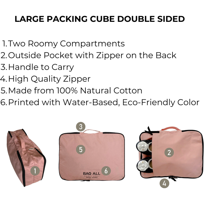 Bag-All - Large Packing Cube, Double Sided, Pink/Blush