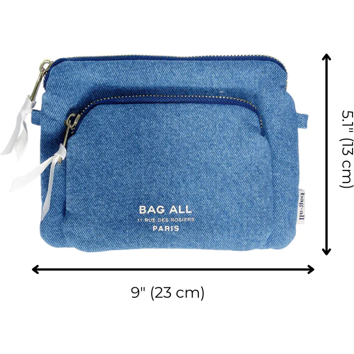 Bag-All - Padded Trinket Pouch Double Pocket, Denim