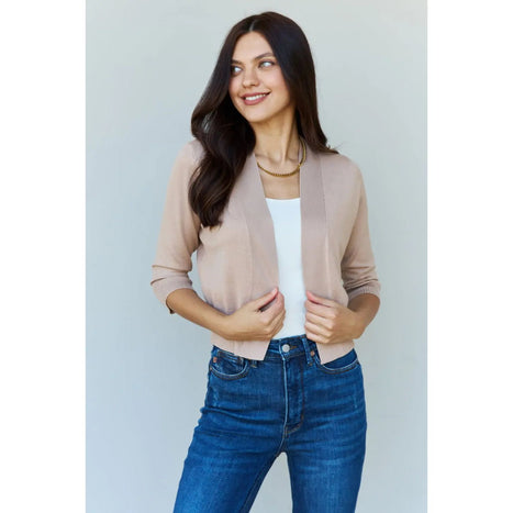 Doublju My Favorite  3/4 Sleeve Cropped Cardigan in Ivory