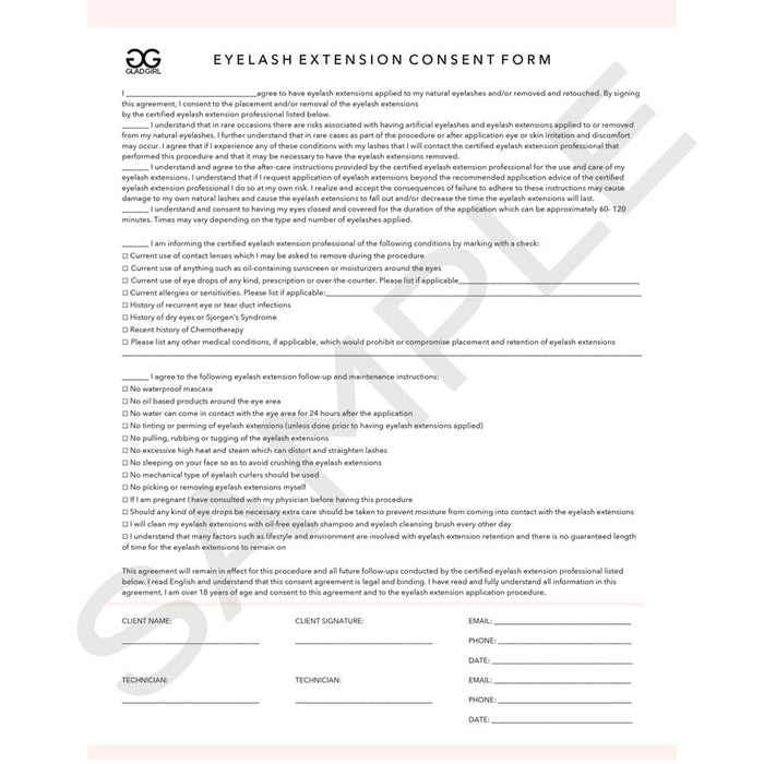 Downloadable Eyelash Extension Consent Form