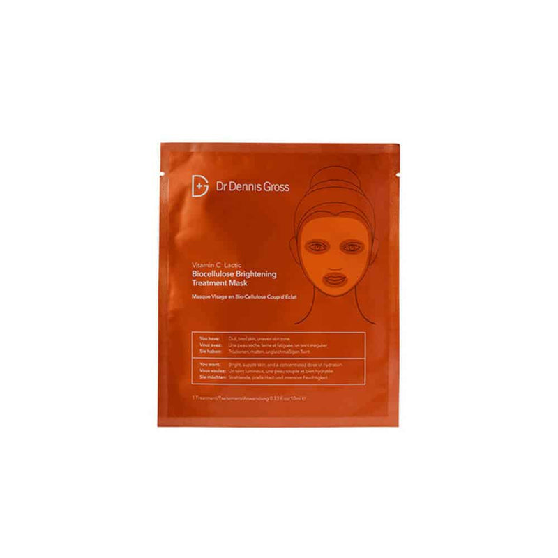 Nava Beauty Dr. Dennis Gross Vitamin C Lactic Biocellulose Brightening Treatment 4 PK Masks Saddle Brown Default Title