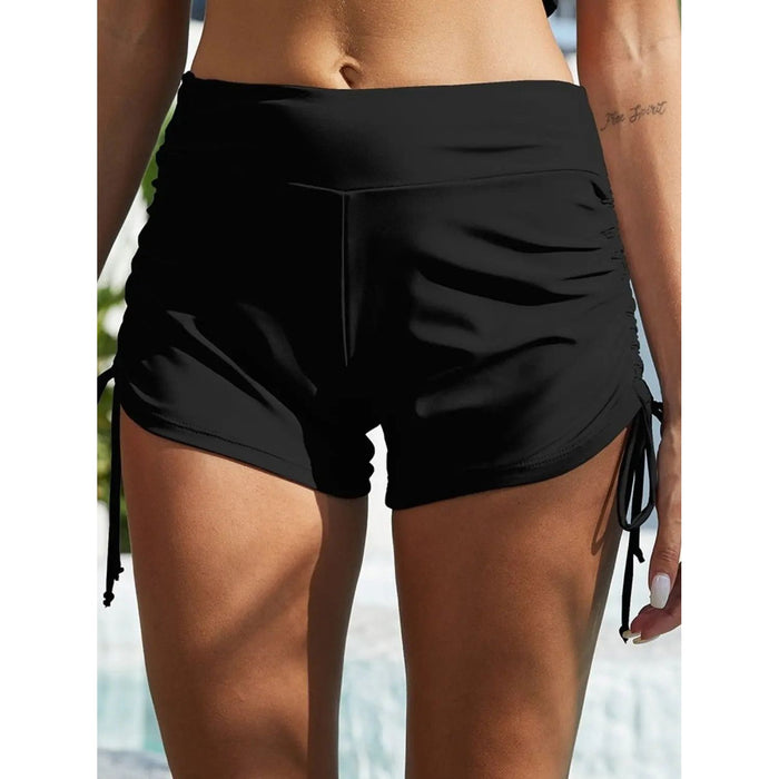 Drawstring Mid-Rise Waist Swim Shorts