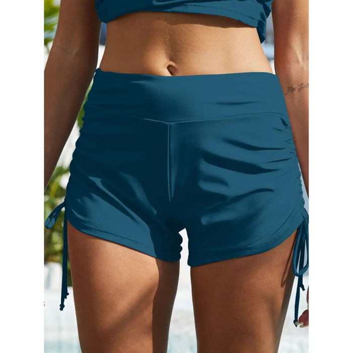 Drawstring Mid-Rise Waist Swim Shorts