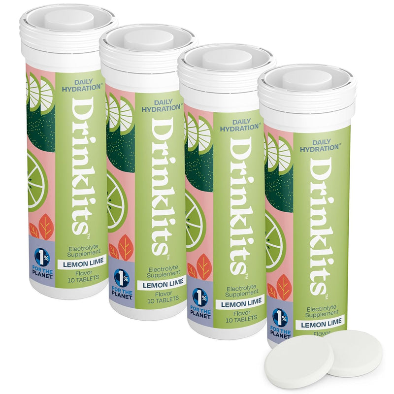 Drinklits Drinklits Lemon-Lime Daily Hydration Tablets (4) Tube Bundle Hydration Electrolyte Tablets