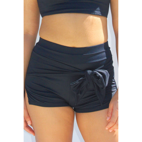 Black Moe tie-front swim shorts