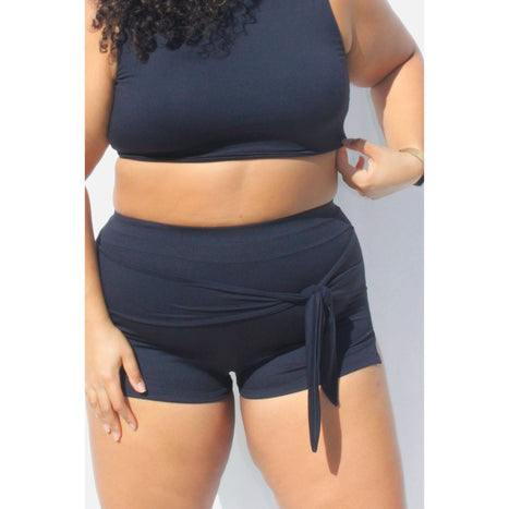 Black Moe tie-front swim shorts