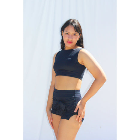 Black Moe tie-front swim shorts