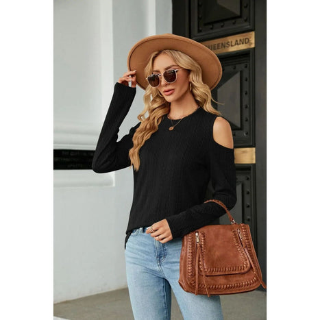 Dropped Shoulder Long Sleeve Blouse