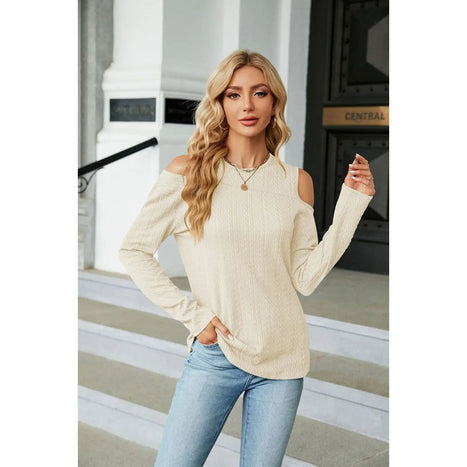 Dropped Shoulder Long Sleeve Blouse