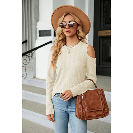 Dropped Shoulder Long Sleeve Blouse