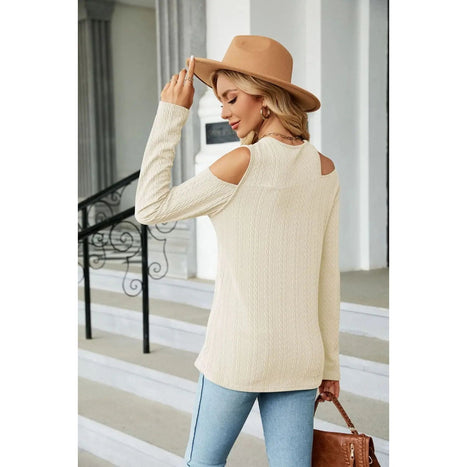 Dropped Shoulder Long Sleeve Blouse