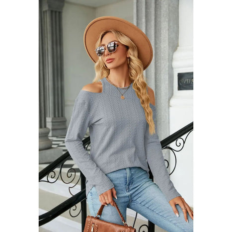 Dropped Shoulder Long Sleeve Blouse