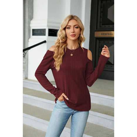 Dropped Shoulder Long Sleeve Blouse