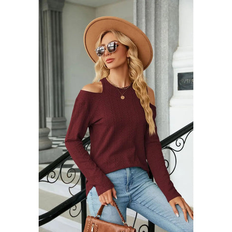 Dropped Shoulder Long Sleeve Blouse