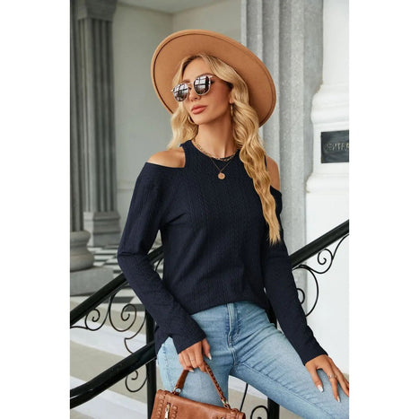 Dropped Shoulder Long Sleeve Blouse