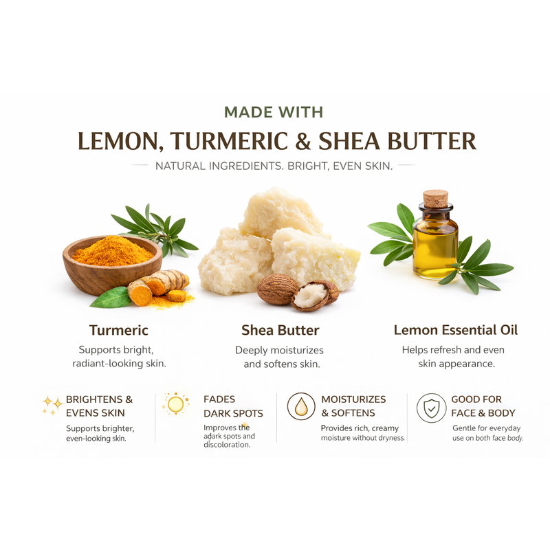 Lulu’s Holistics Lemon Turmeric Shea Butter Bar Soap – Brightening Cleanse Bar soap