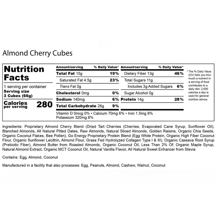 Almond Cherry E3 Energy Cubes - Protein Bars (12 Bars)